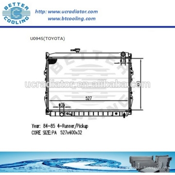 Radiador automático para TOYOTA 4 RUNNER 84-91 / RECOGIDA 86-95 2.4L L4 EN OEM: 1640035100 / -35110 / -35120 / -35130 / -35140 / -35150 / -35200 / -35210